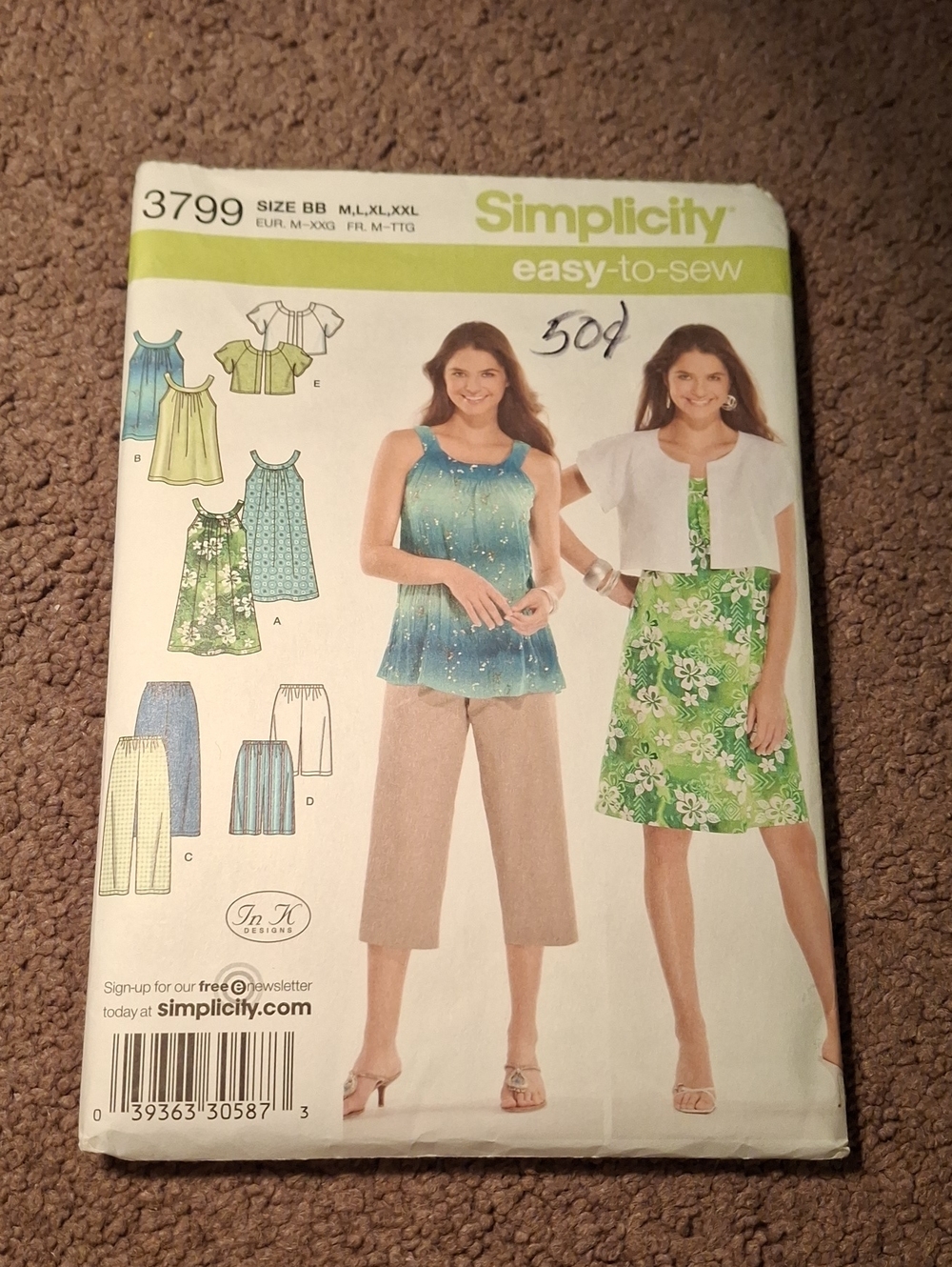 3799 Simplicity Pattern
